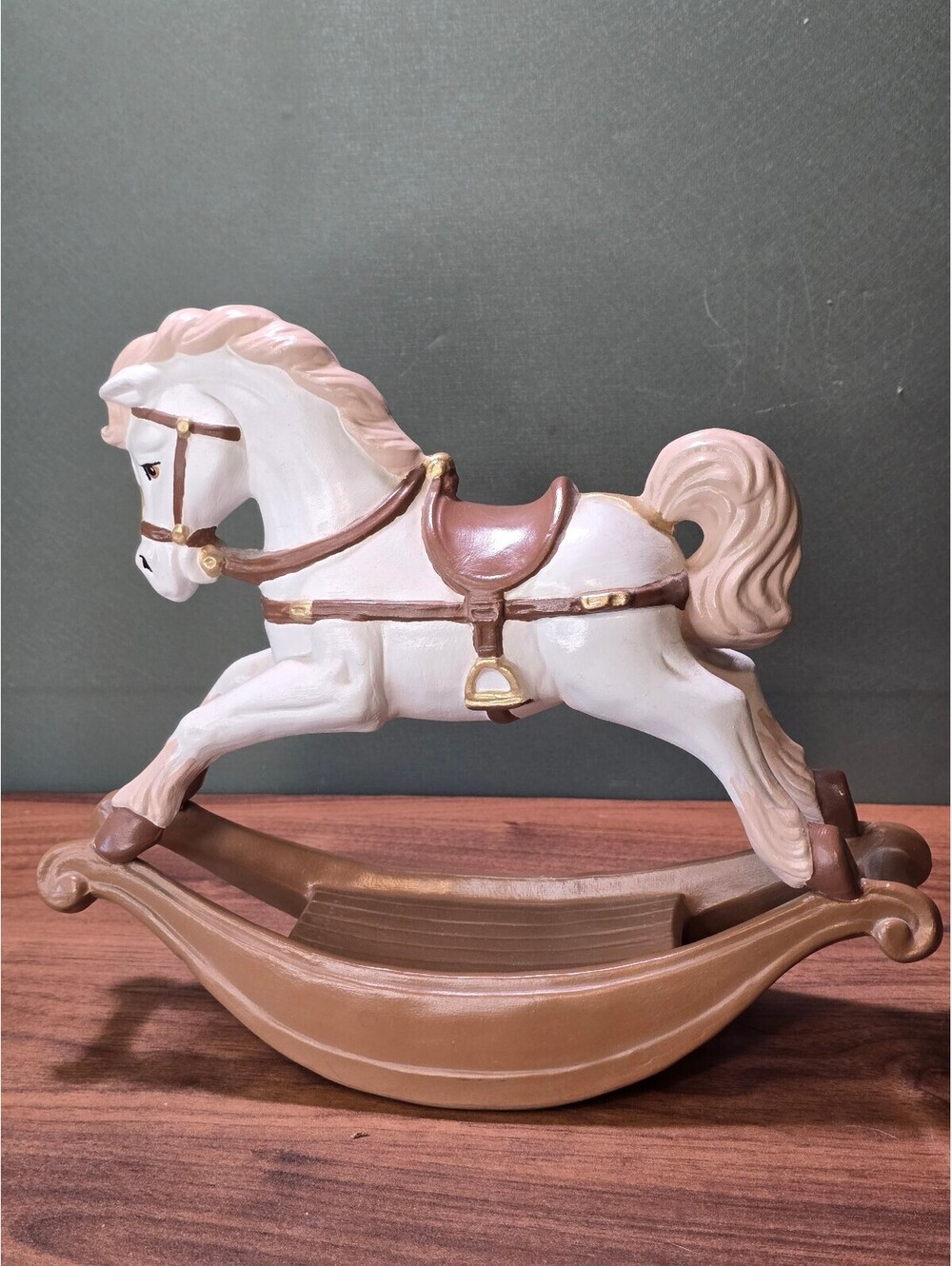 Vintage Ceramic Rocking Horse Figurine Retro Nursery Farmhouse Decor Statue